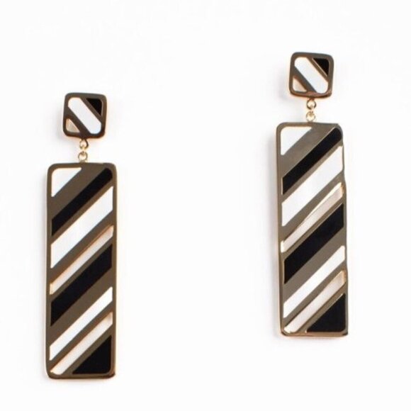 💕TRINA TURK💕 Modernist Earring ~ Black/Whitewash NWT - Picture 1 of 1
